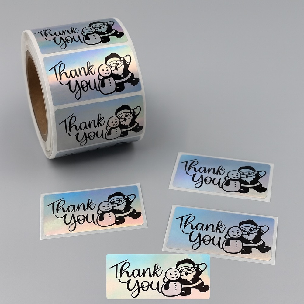 100 Thank You Christmas Stickers, Envelope Seals, Labels, Tags, Stamps,2.25" new